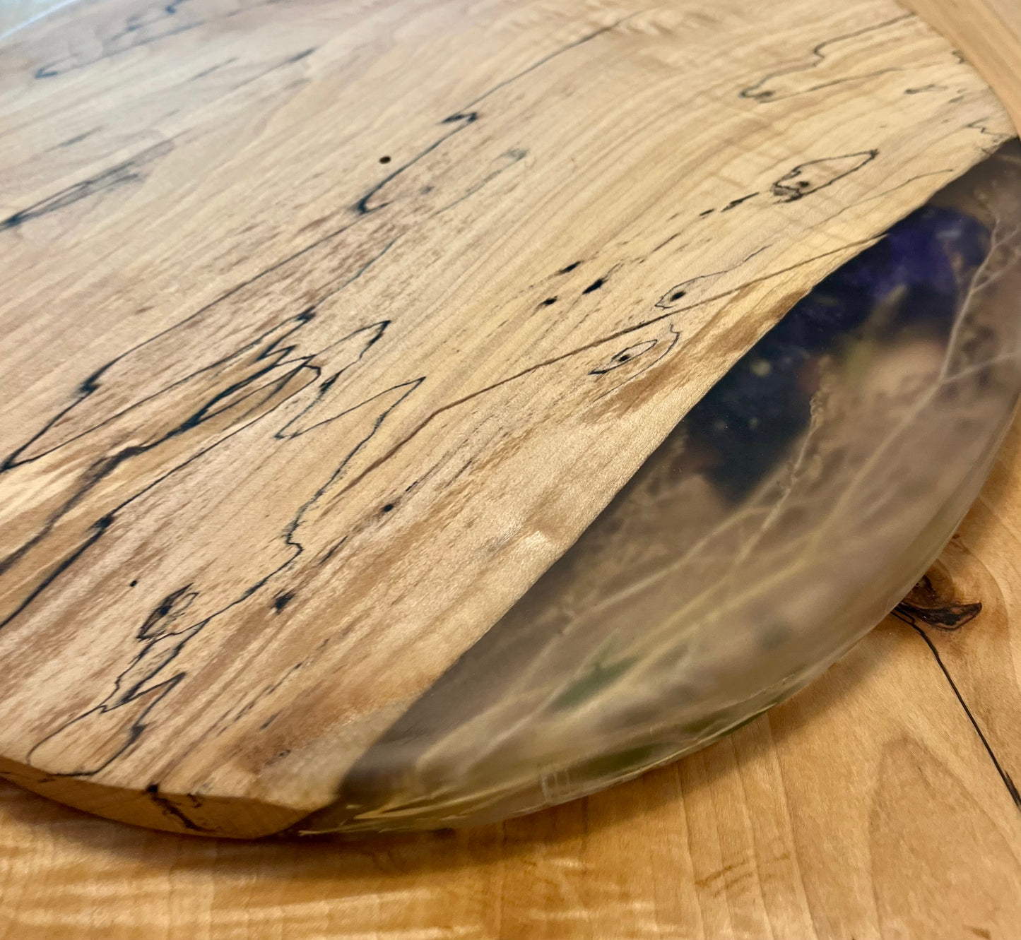 Real flower & wood serving tray