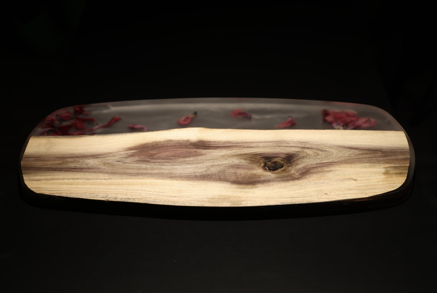 Real flower & wood serving tray