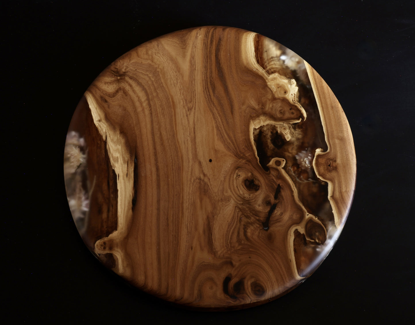 Real flower & wood serving tray