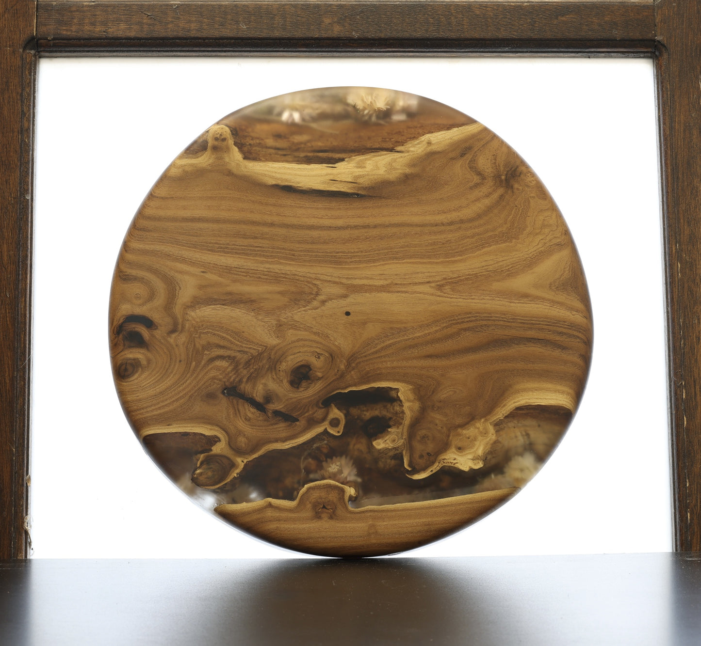 Real flower & wood serving tray