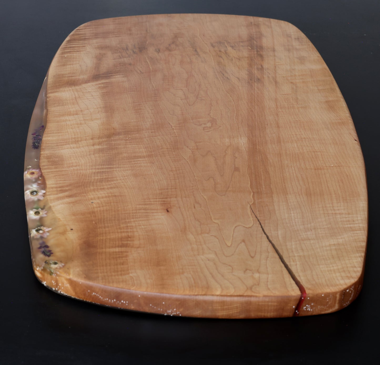 Real flower & wood serving tray