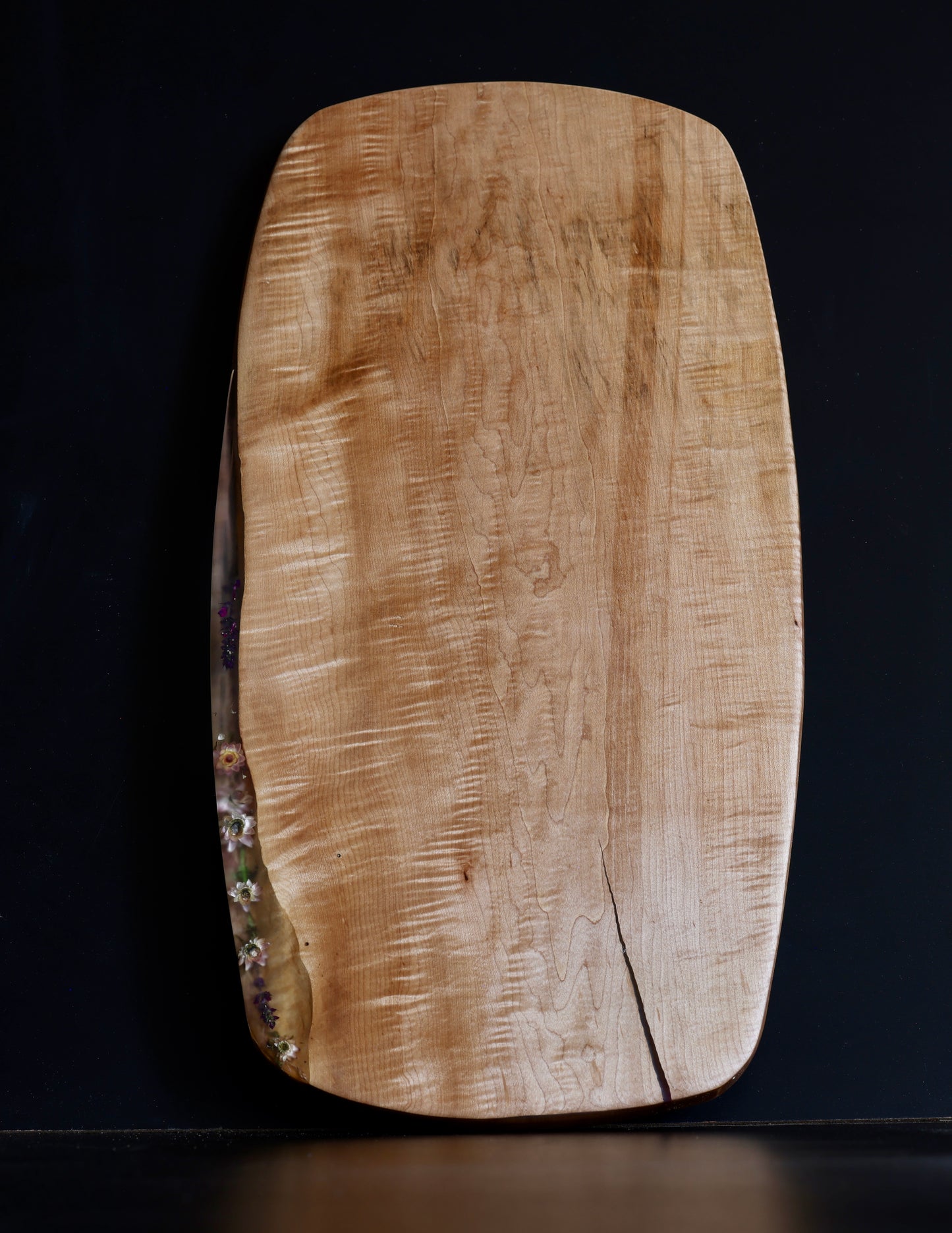 Real flower & wood serving tray