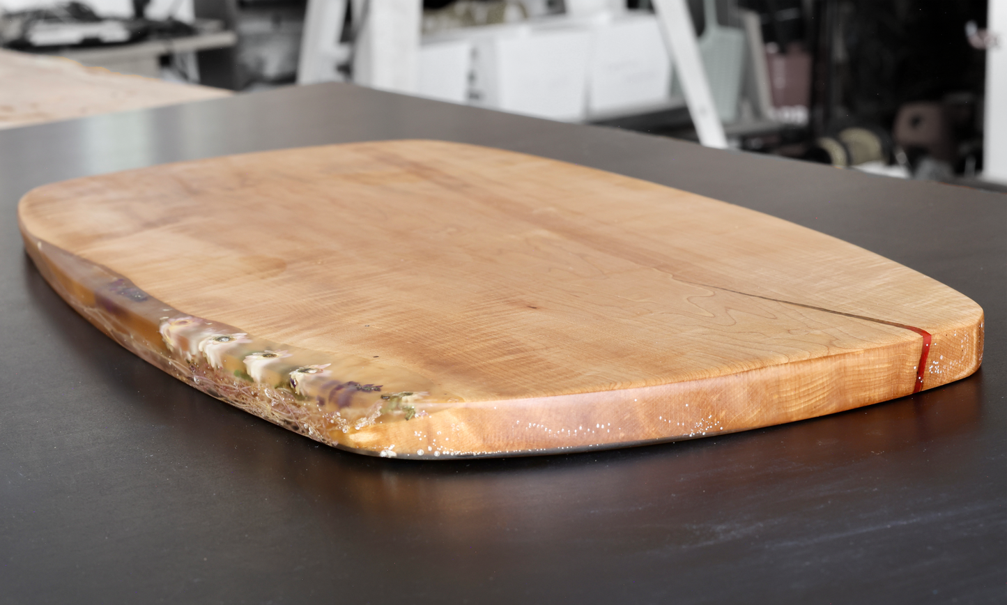 Real flower & wood serving tray